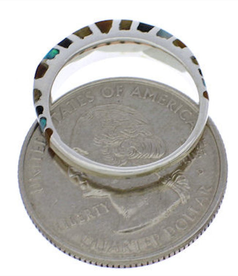 Multicolor Inlay Silver Southwest Ring Size 7-3/4 TX45562